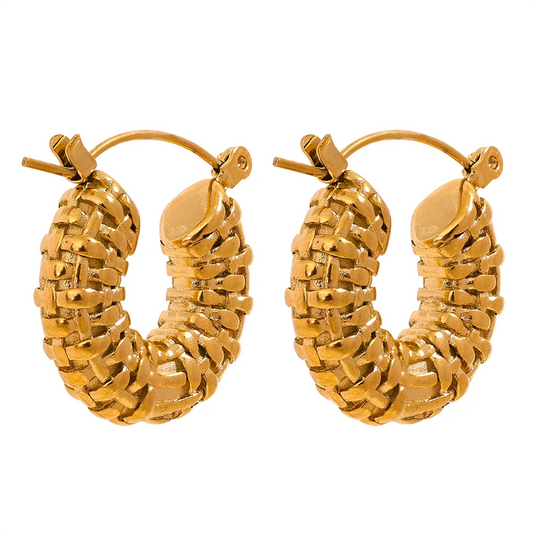 Round hollow chunky vintage abstract hoop earrings - product image