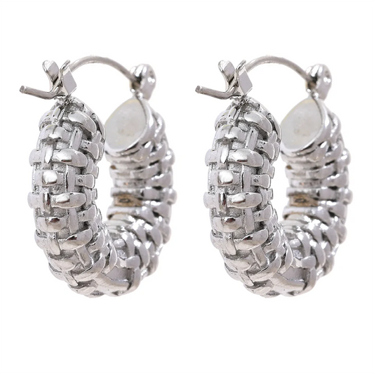 Round hollow chunky vintage abstract hoop earrings - product image
