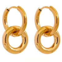 Round Hollow Drop Hoop Minimalist Earrings