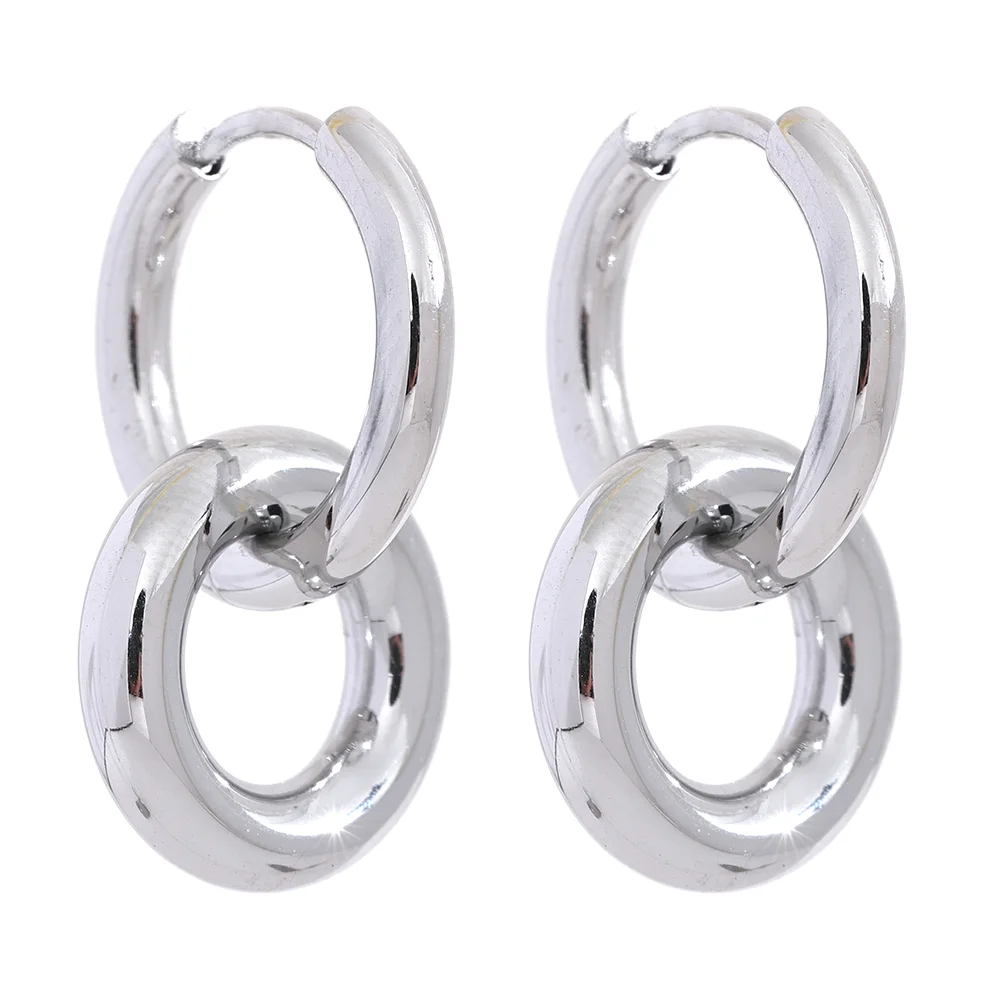 Round hollow drop hoop minimalist earrings - product image