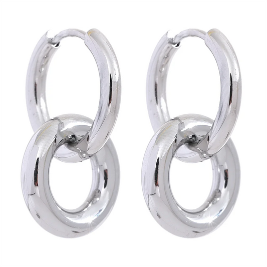 Round hollow drop hoop minimalist earrings - product image