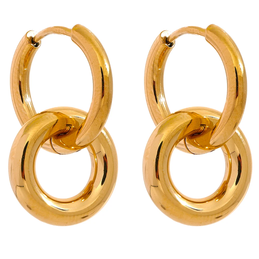 Round hollow drop hoop minimalist earrings - product image