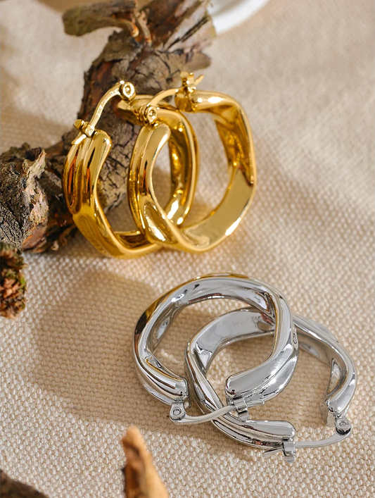 Round hollow hoop minimalist trendy earrings - product image