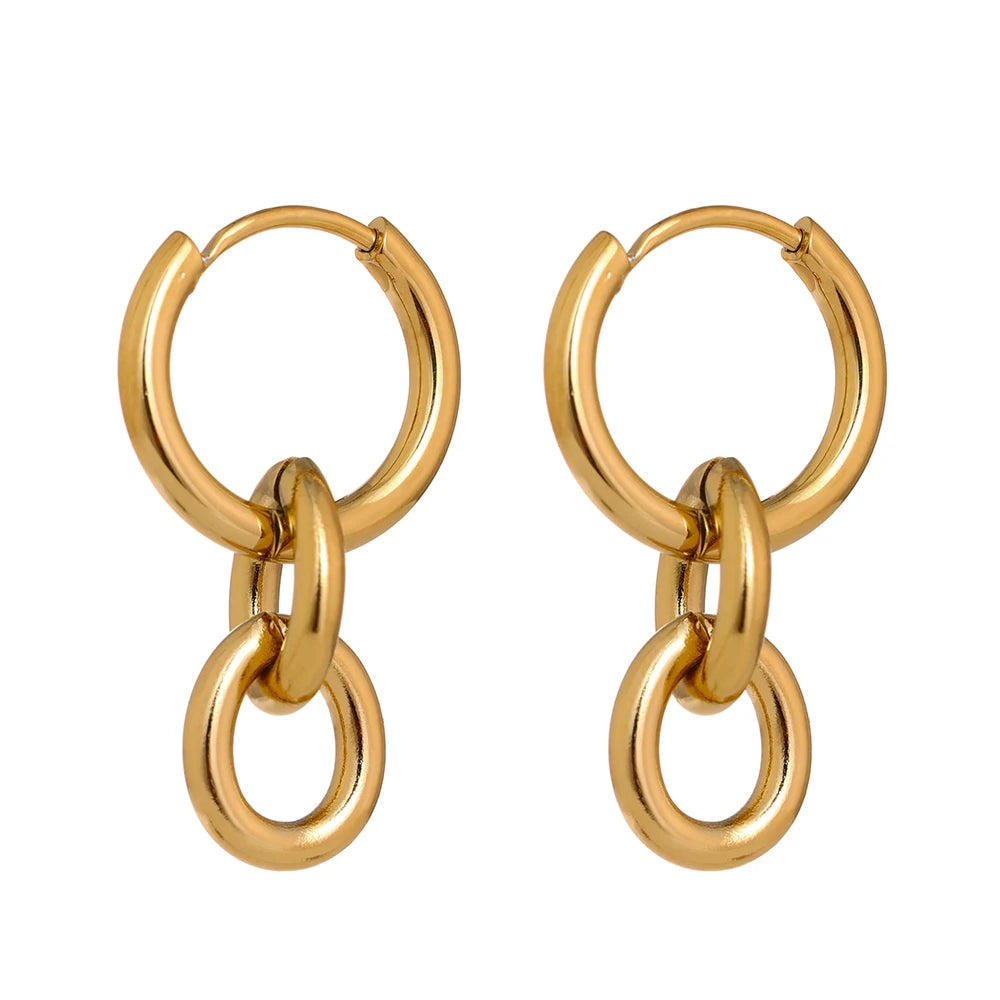 Round huggie minimalist drop earrings women charm - product image