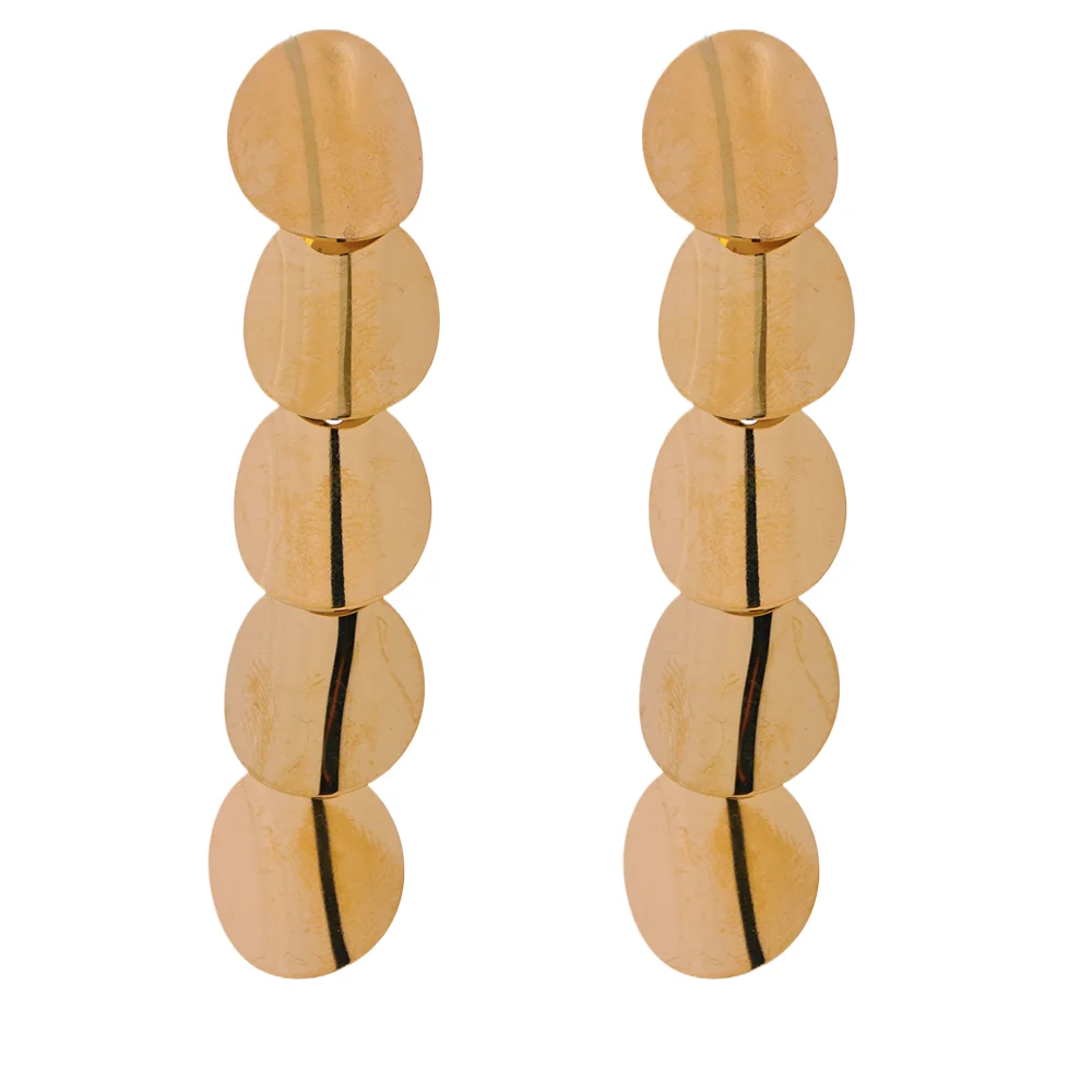 Round long drop stainless steel earrings - product image