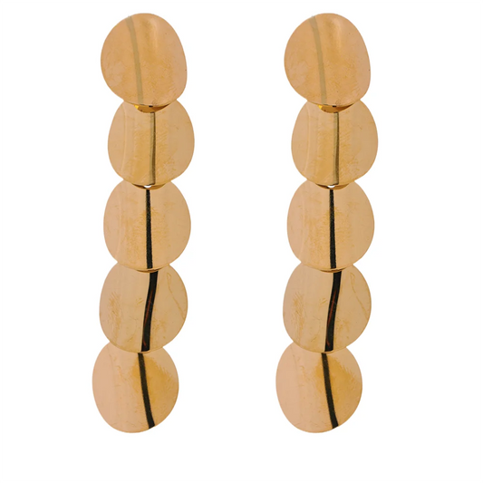 Round long drop stainless steel earrings - product image