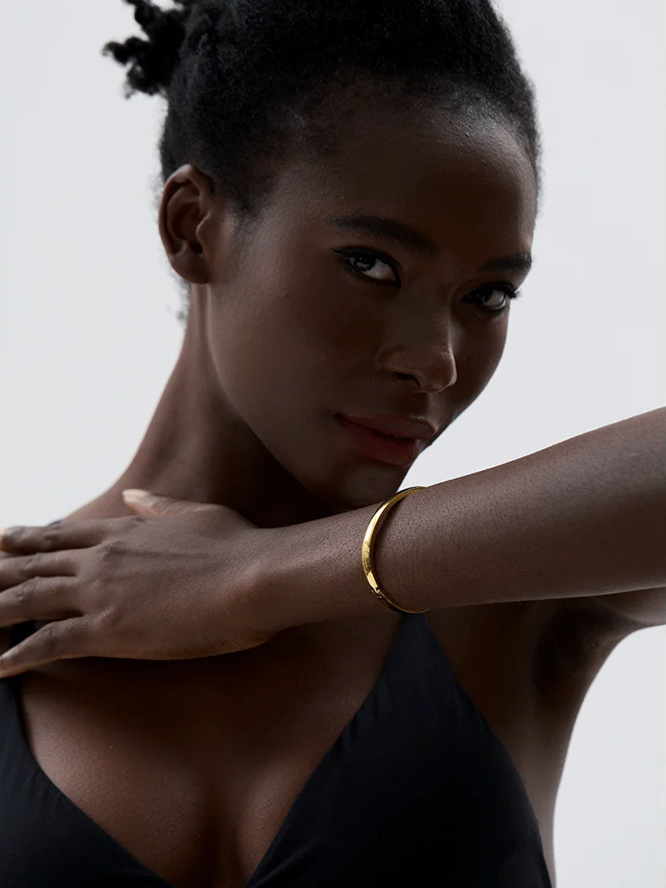 Round minimalist smooth bangle bracelet women - product image