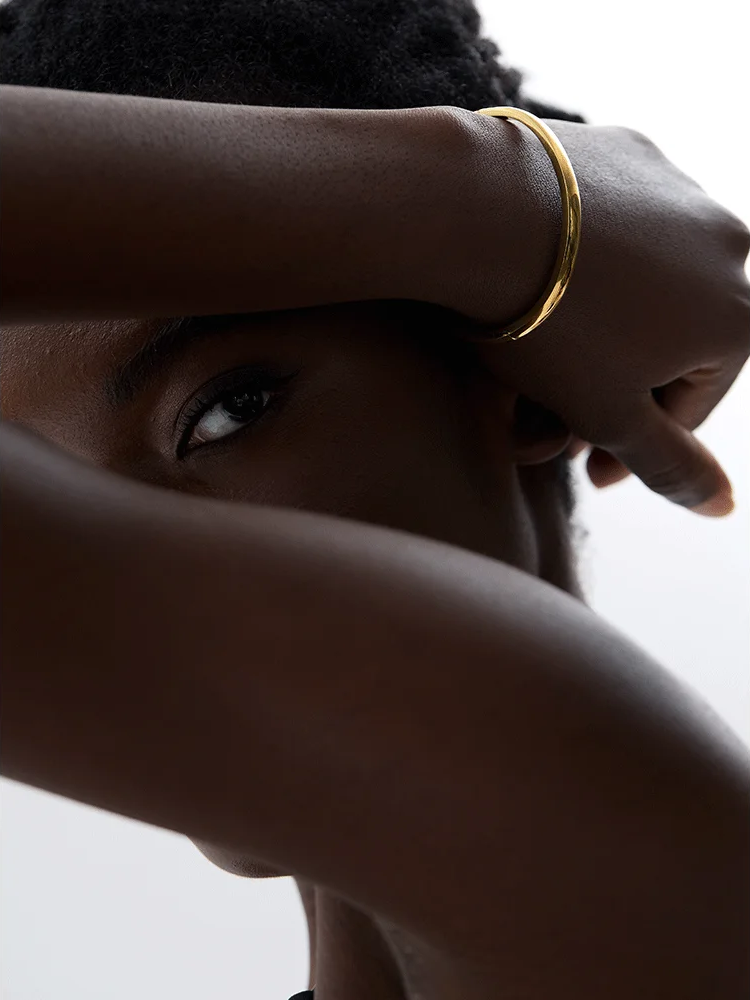 Round minimalist smooth bangle bracelet women - product image