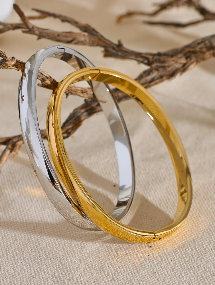 Round minimalist smooth bangle bracelet women - product image