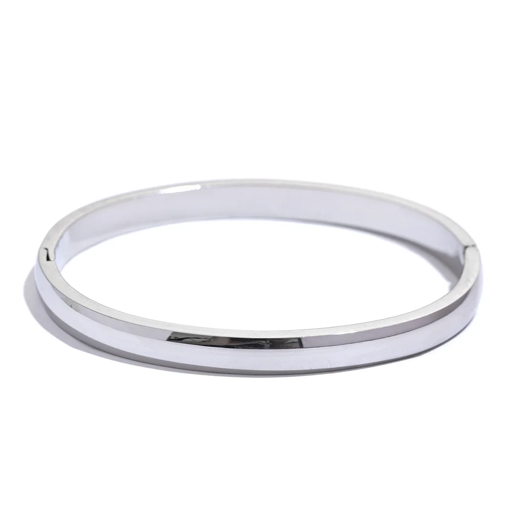 Round minimalist smooth bangle bracelet women - product image