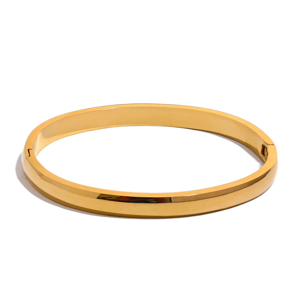 Round minimalist smooth bangle bracelet women - product image