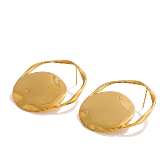 Round modern daily stud earrings women - product image