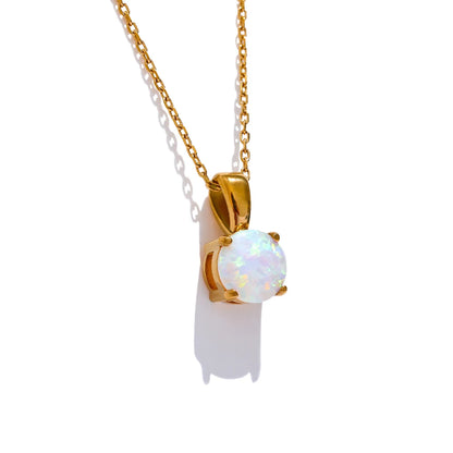 Round opal stone pendant necklace - product image