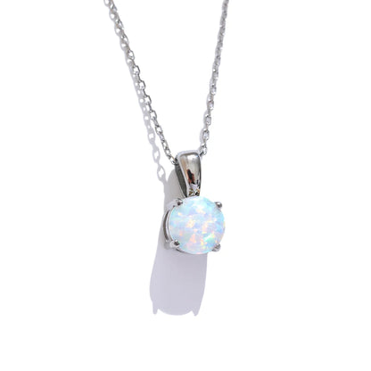 Round opal stone pendant necklace - product image