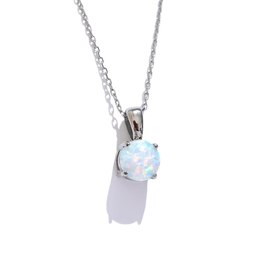 Round opal stone pendant necklace - product image