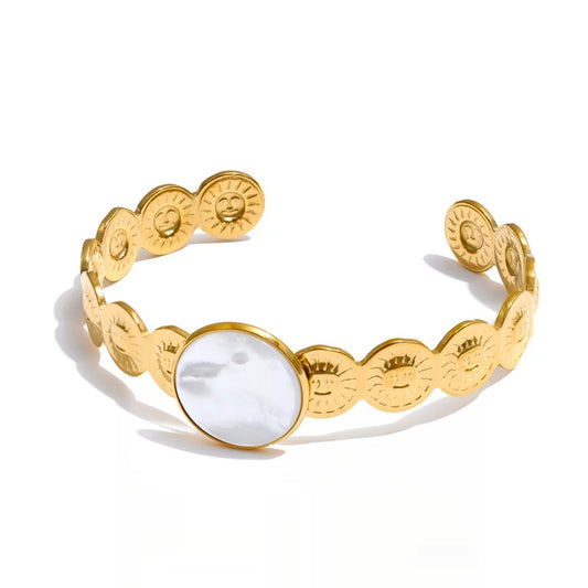 Round shell sun cuff bracelet bangle - product image