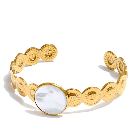 Round shell sun cuff bracelet bangle - product image