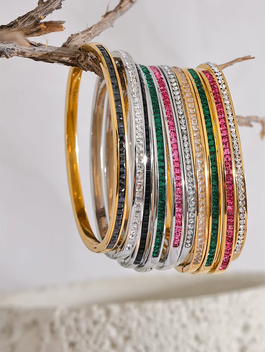Round square colorful cubic zirconia fashion bracelet - product image