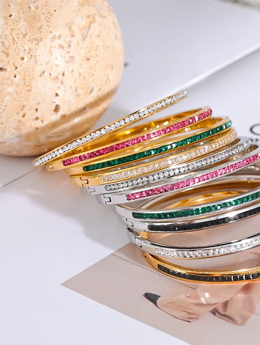 Round square colorful cubic zirconia fashion bracelet - product image
