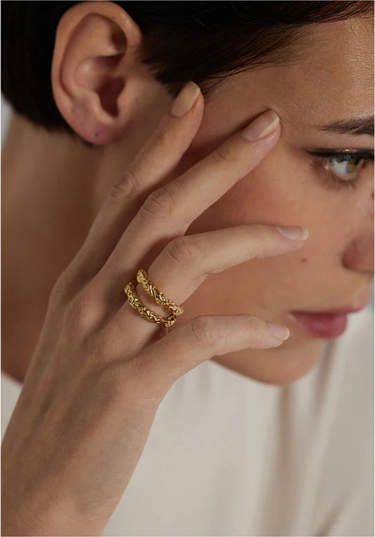 Round texture cocktail statement ring women - product image