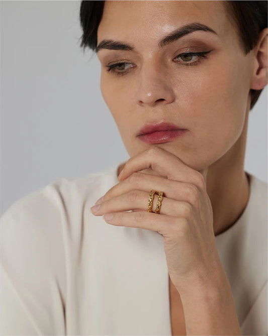 Round texture cocktail statement ring women - product image