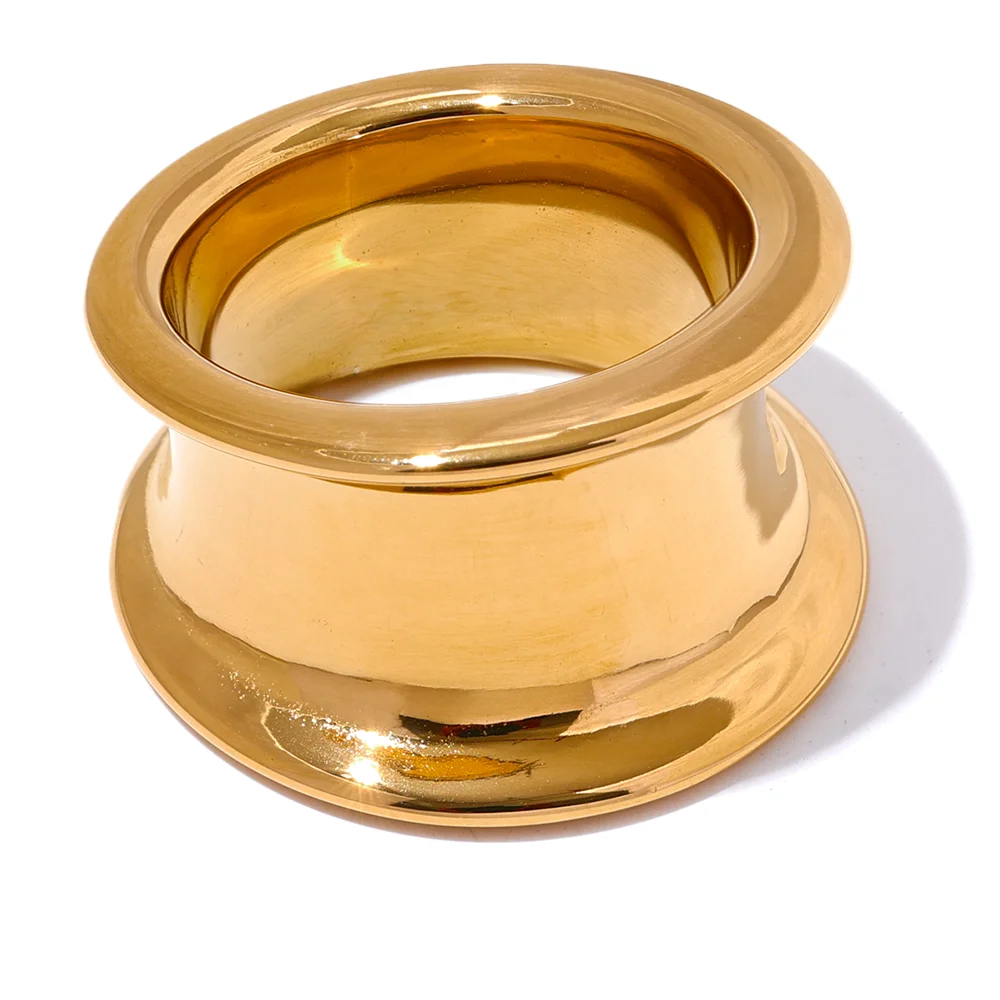 Round wide abstract sleek statement ring - product image