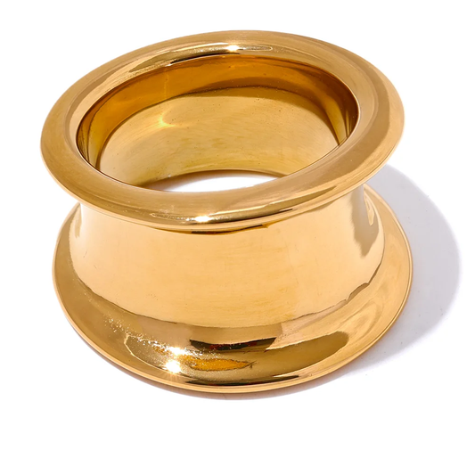 Round wide abstract sleek statement ring - product image