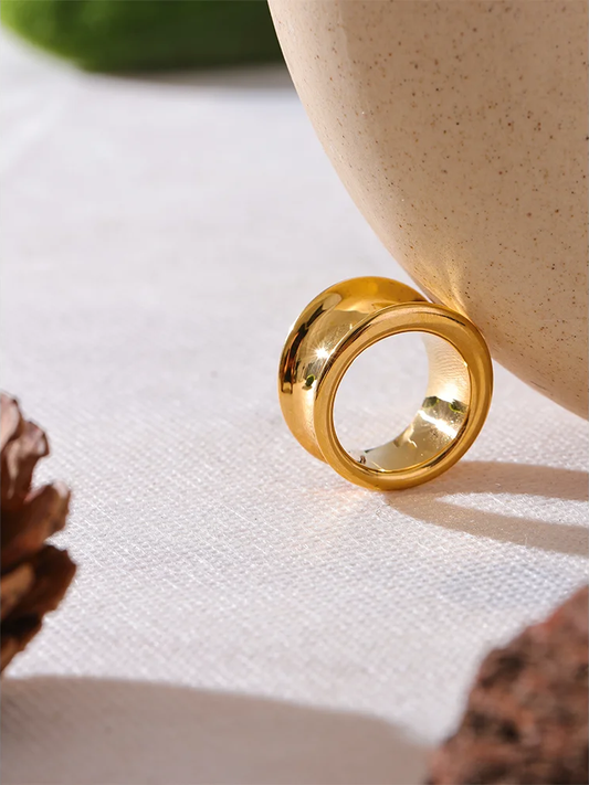 Round wide abstract sleek statement ring - product image
