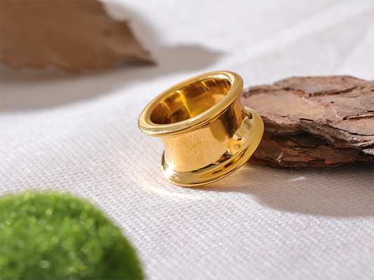 Round wide abstract sleek statement ring - product image