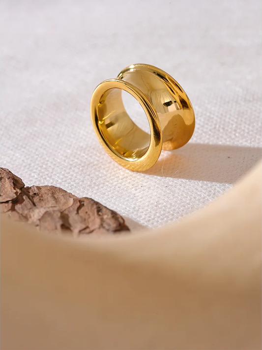 Round wide abstract sleek statement ring - product image