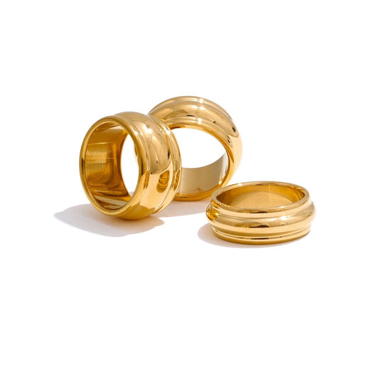 Round wide minimalist smooth finger ring - product image