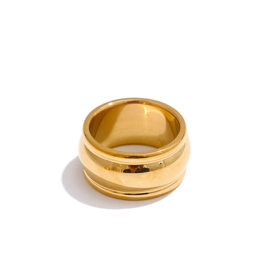 Round wide minimalist smooth finger ring - product image