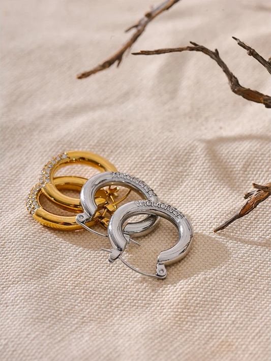 Round zirconia bling fashion hoop earrings - product image