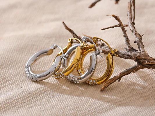 Round zirconia bling fashion hoop earrings - product image