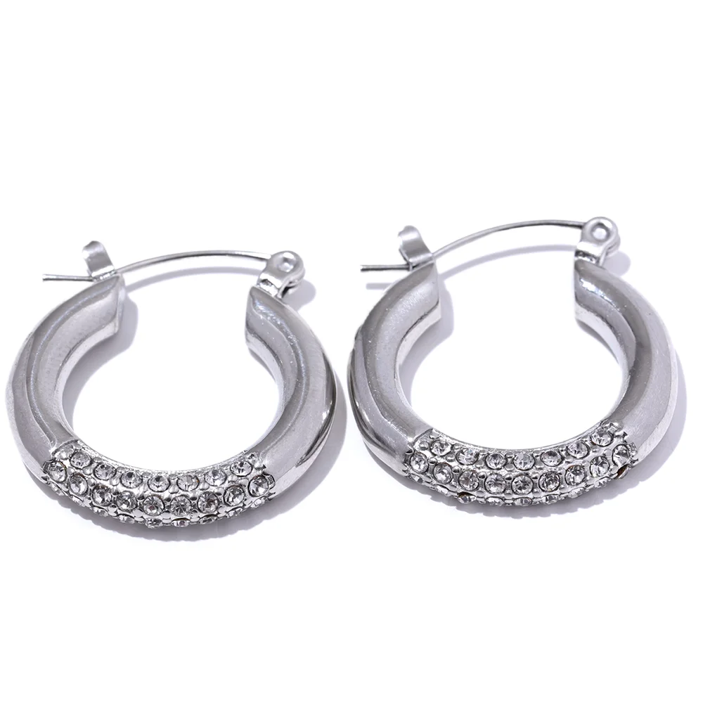 Round zirconia bling fashion hoop earrings - product image