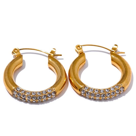 Round zirconia bling fashion hoop earrings - product image