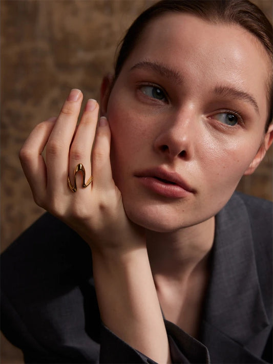 Rust proof u shape adjustable minimalist ring - product image