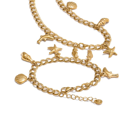 Seashell conch starfish jewelry set - product image