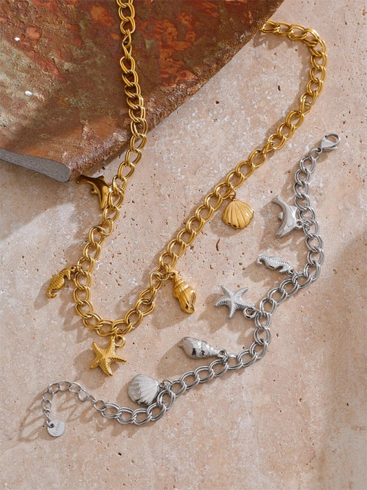 Seashell conch starfish jewelry set - product image