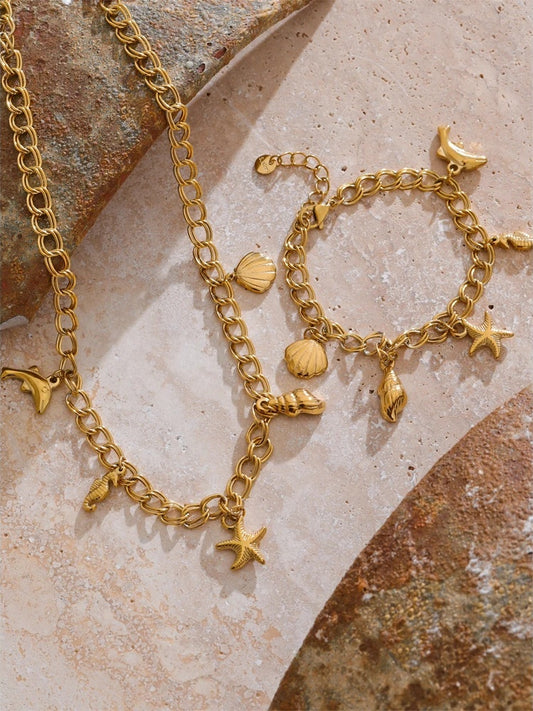 Seashell conch starfish jewelry set - product image