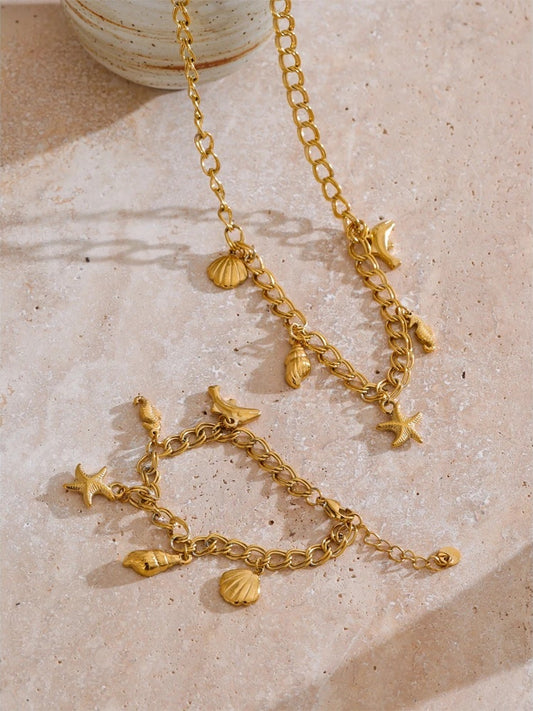 Seashell conch starfish jewelry set - product image