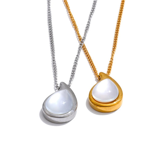 Shell casting water drop pendant necklace - product image