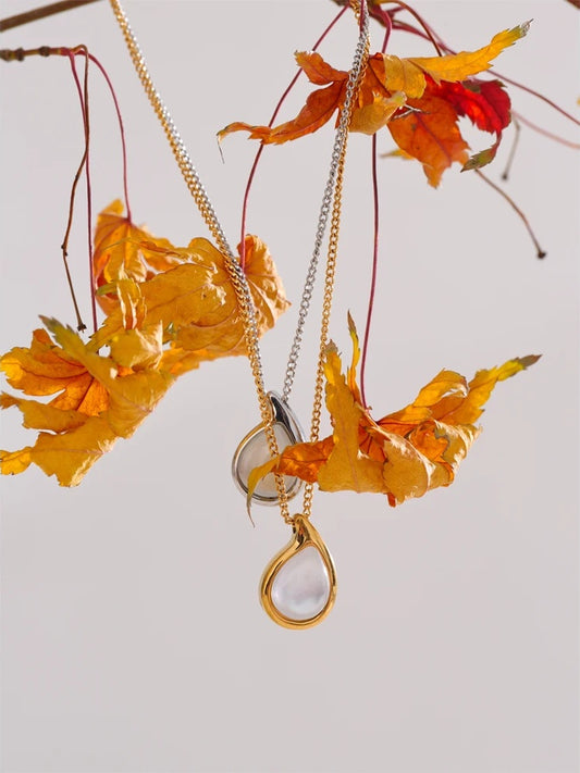 Shell casting water drop pendant necklace - product image