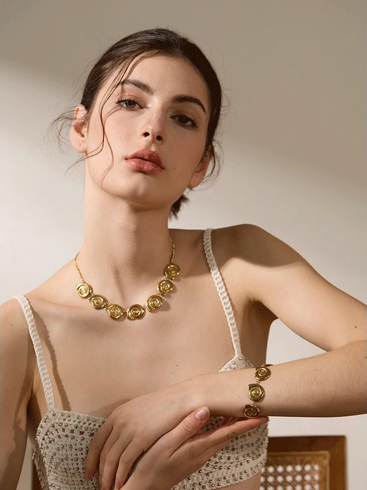 Shell chain drop necklace bracelet jewelry set women - product image