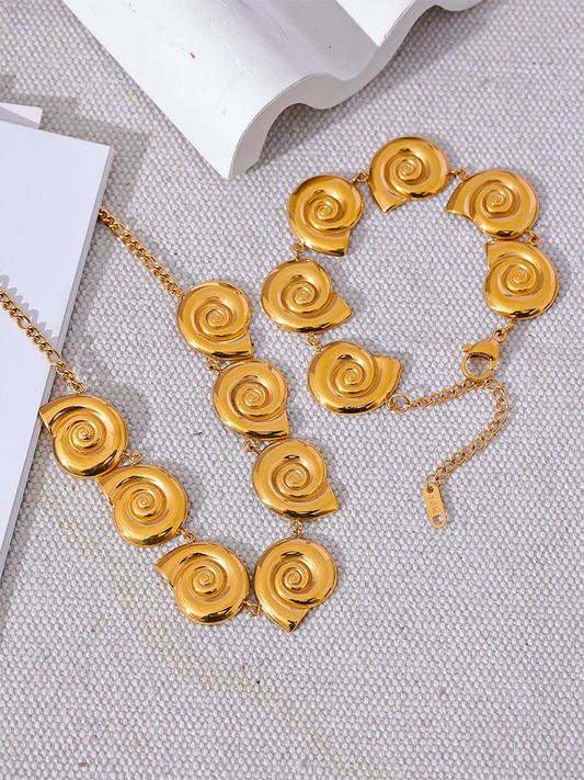 Shell chain drop necklace bracelet jewelry set women - product image
