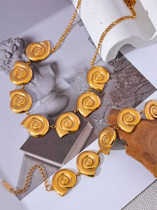 Shell chain drop necklace bracelet jewelry set women - product image