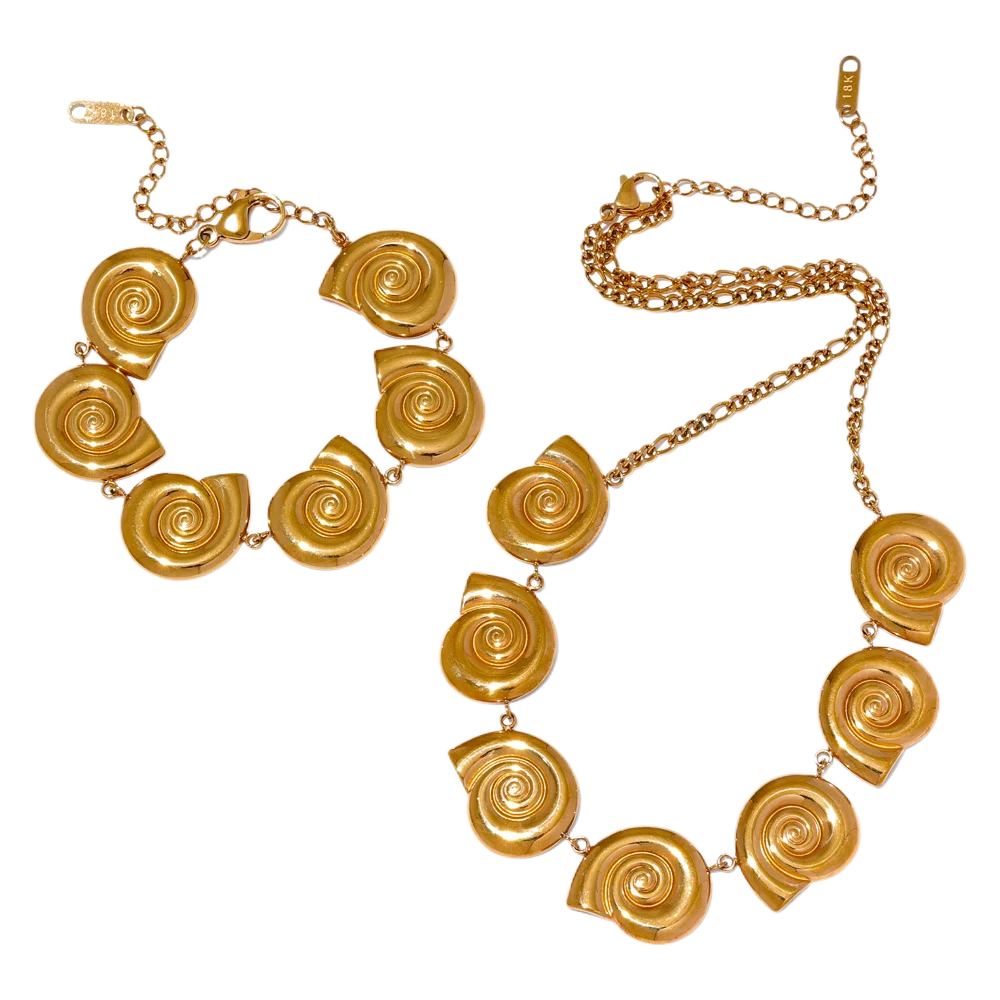 Shell chain drop necklace bracelet jewelry set women - product image