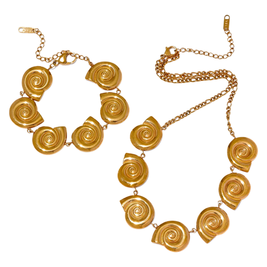 Shell chain drop necklace bracelet jewelry set women - product image