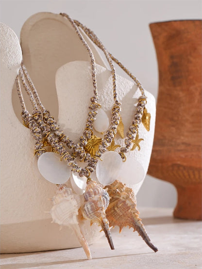 Shell conch starfish pendant necklace - product image