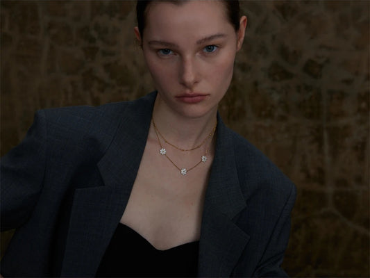 Shell flower double layer chain necklace set - product image